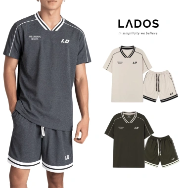 Bộ thể thao LADOS-7.138 áo cổ tim vải tổ ong, quần phối bo năng động - 272k