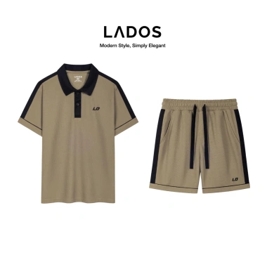 Bộ thể thao LADOS-7.162 áo polo nam ngắn tay và quần phối màu vải tổ ong, trẻ trung năng động, chỉ 272k