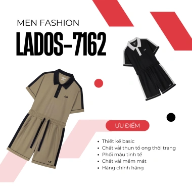 Bộ thể thao LADOS-7.162 áo polo nam ngắn tay và quần phối màu vải tổ ong, trẻ trung năng động, chỉ 272k