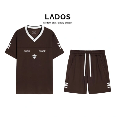 Bộ thể thao nam LADOS-7.163 áo Polo ngắn tay, quần đùi waffle, giá 253.000₫