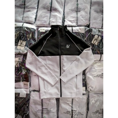 Bộ Thể Thao Nam SIKSILK Black Taped Zip Top va Jogger Đen Trắng Chính Hãng Giảm Giá