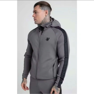 Bộ Thể Thao Nam SIKSILK Black Taped Zip Top và Jogger Set Đen Trắng - Chính Hãng, Giá 1,100,000 VND