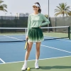 Bộ thể thao nữ Pickleball - Áo dài cổ tròn, váy 2 lớp cao cấp, phù hợp tennis golf - 259,000₫ 3