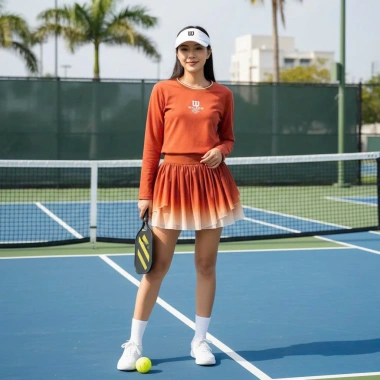 Bộ thể thao nữ Pickleball - Áo dài cổ tròn, váy 2 lớp cao cấp, phù hợp tennis golf - 259,000₫