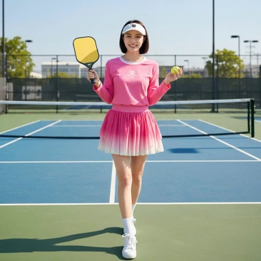 Bộ thể thao nữ Pickleball - Áo dài cổ tròn, váy 2 lớp cao cấp, phù hợp tennis golf - 259,000₫