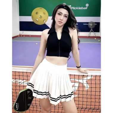 Bộ thể thao nữ QC – Váy áo xếp ly, Bra khoá kéo, Tennis Golf Pickleball – 249k