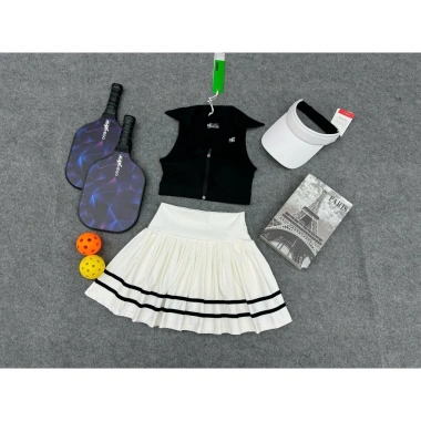 Bộ thể thao nữ QC – Váy áo xếp ly, Bra khoá kéo, Tennis Golf Pickleball – 249k