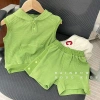 Bộ thể thao trẻ em Hàn Quốc mùa hè áo vest không tay và quần short giảm giá