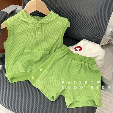 Bộ thể thao trẻ em Hàn Quốc mùa hè áo vest không tay và quần short giảm giá
