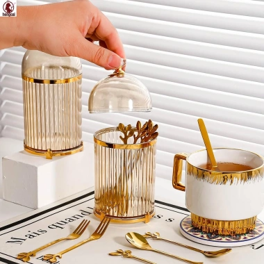Bộ Thìa Cà Phê, Nĩa Tráng Miệng & Giá Đỡ Đồ Ăn Đa Năng cho Quầy Cà Phê