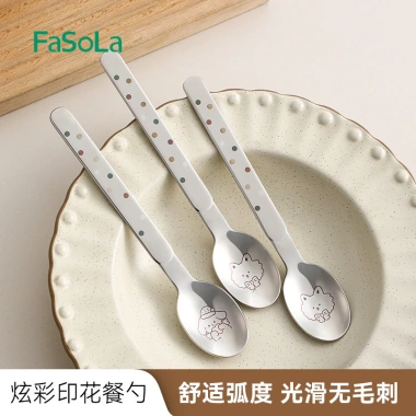 Bộ Thìa Inox FaSoLa Tay Cầm Dài, Không Gỉ, Dành cho Gia Đình - Thìa Trưởng Thành & Trẻ Em, Giá 103k