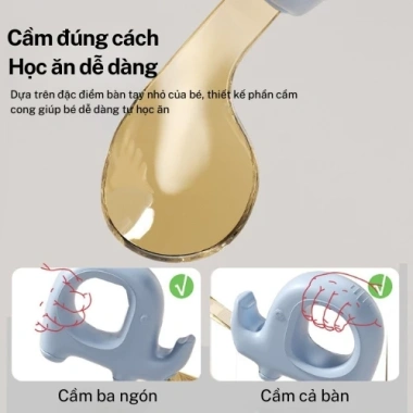 Bộ thìa nĩa tập ăn cho bé nhựa PPSU và thép 316, chịu nhiệt 120°C, an toàn, giảm giá 74.350₫ 5