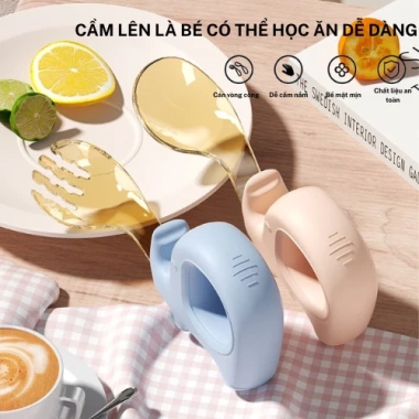 Bộ thìa nĩa tập ăn cho bé nhựa PPSU và thép 316, chịu nhiệt 120°C, an toàn, giảm giá 74.350₫ 8