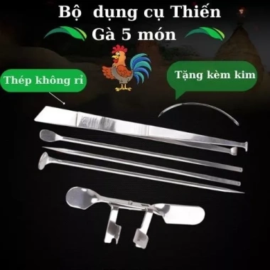 Bộ Thiến Gà 5 Món Inox Cao Cấp - Độ Bền Vượt Trội, Giá Ưu Đãi 145k