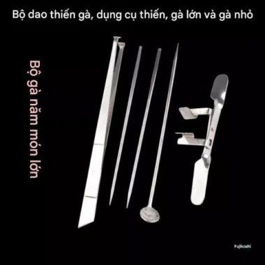 Bộ Thiến Gà 5 Món Inox Cao Cấp - Độ Bền Vượt Trội, Giá Ưu Đãi 145k