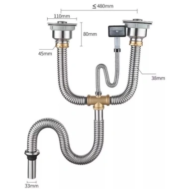 Bộ thoát nước inox bồn rửa bát - Chống chuột cắn, chịu nhiệt cao, chỉ 119.800₫