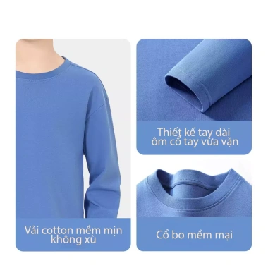 Bộ thu đông dài tay bé trai BabyloveGO – Set thun cotton basic 1-10 tuổi, 199,000₫