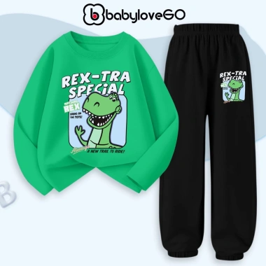 Bộ thu đông dài tay cho bé trai BabyloveGO - Set Khủng Long 1-10 tuổi, giảm giá 219k (giá gốc 271.560)