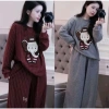 Bộ Thu Đông Nữ Áo Nỉ Họa Tiết Voi Thêu Nổi Quần Suông Dài Chấm Bi Đồ Bộ Dày Dặn Dạo Phố