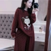 Bộ Thu Đông Nữ Áo Nỉ Họa Tiết Voi Thêu Nổi Quần Suông Dài Chấm Bi Đồ Bộ Dày Dặn Dạo Phố 2