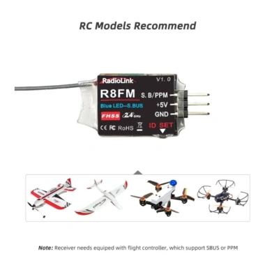 Bộ thu Radiolink R8EF R8FM R9DS 2.4GHz 8-9 Kênh S-Bus PPM PWM DSSS FHSS AT9 AT10 Đa Dạng RC Drone Car Boat Giá 333.300 VND 7