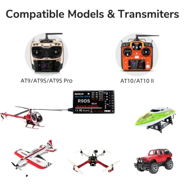 Bộ thu Radiolink R8EF R8FM R9DS 2.4GHz 8-9 Kênh S-Bus PPM PWM DSSS FHSS AT9 AT10 Đa Dạng RC Drone Car Boat Giá 333.300 VND 8