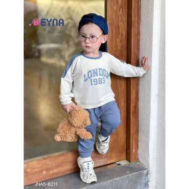 Bộ Thun Cotton Dài Tay Bé Trai London 1.983 Joeyna - Chất Cao Cấp, Mềm Mại, Size 8-23kg, Giá Ưu Đãi 230k