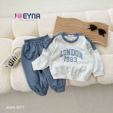 Bộ Thun Cotton Dài Tay Bé Trai London 1.983 Joeyna - Chất Cao Cấp, Mềm Mại, Size 8-23kg, Giá Ưu Đãi 230k
