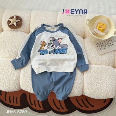 Bộ Thun Cotton Dài Tay Bé Trai Tom Vs Jerry Joeyna - Chất Lượng Cao, Mềm Mại, Size 8‑23kg Giá Ưu Đãi 249k 2