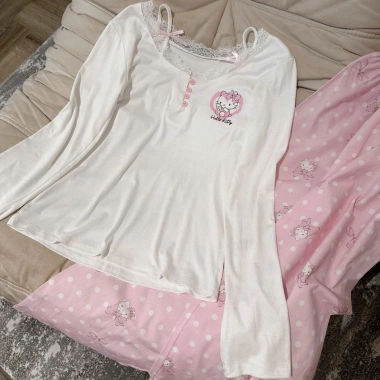 Bộ thun cotton dài tay chấm bi cao cấp mềm mại, mặc ngủ, đi chơi, du lịch - Giá chỉ 410k 7