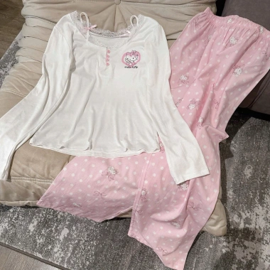 Bộ thun cotton dài tay chấm bi cao cấp mềm mại, mặc ngủ, đi chơi, du lịch - Giá chỉ 410k 10