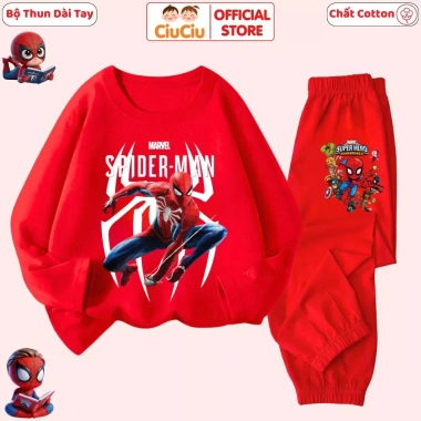 Bộ Thun Dài Tay Siêu Nhân Người Nhện Cho Bé Trai CIUCIU KID - Set Thu Đông Cotton Mềm Mịn Giá Ưu Đãi 197k 2