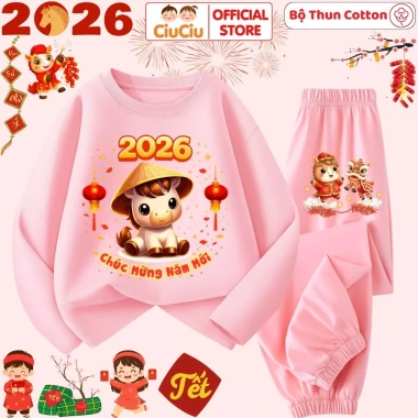 Bộ Thun Dài Tay Tết Bính Ngọ 2.026 Chúc Mừng Năm Mới cho Bé Trai & Bé Gái - CIUCIU KID Siêu Mềm Giá 197k 6