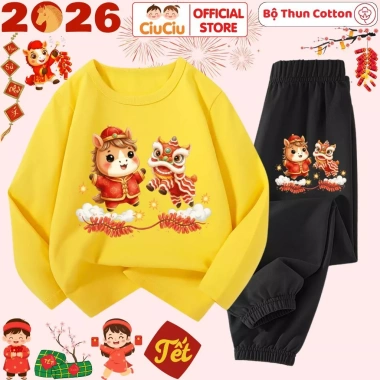 Bộ Thun Dài Tay Tết Bính Ngọ Múa Lân 2.026 Bé Trai Bé Gái CIUCIU KID 197.000 VND 5 Bộ Thun Dài Tay Tết Bính Ngọ Múa Lân 2.026 Bé Trai Bé Gái CIUCIU KID 197.000 VND 5