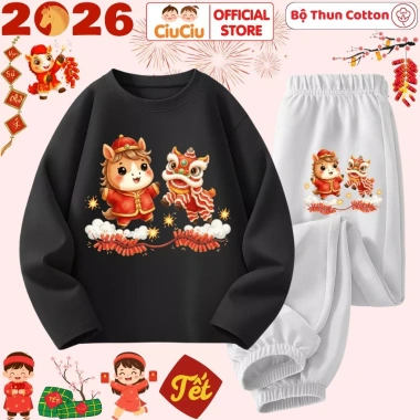 Bộ Thun Dài Tay Tết Bính Ngọ Múa Lân 2.026 Bé Trai Bé Gái CIUCIU KID 197.000 VND 8 Bộ Thun Dài Tay Tết Bính Ngọ Múa Lân 2.026 Bé Trai Bé Gái CIUCIU KID 197.000 VND 8