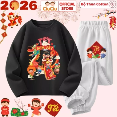 Bộ Thun Dài Tay Tết CIUCIU KID cho Bé Trai & Gái - Quần Áo Thu Đông Cotton Mềm 197k 7