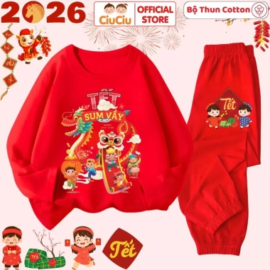 Bộ Thun Dài Tay Tết CIUCIU KID cho Bé Trai & Gái - Quần Áo Thu Đông Cotton Mềm 197k 8