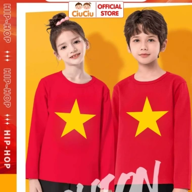 Bộ Thun Dài Tay Thu Đông Cờ Đỏ Sao Vàng CIUCIU cho Bé Trai Gái - Cotton Mềm Mại 197k 5