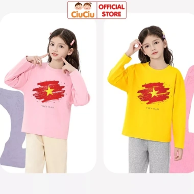 Bộ Thun Dài Tay Thu Đông Cờ Đỏ Sao Vàng CIUCIU cho Bé Trai Gái - Cotton Mềm Mại 197k 9