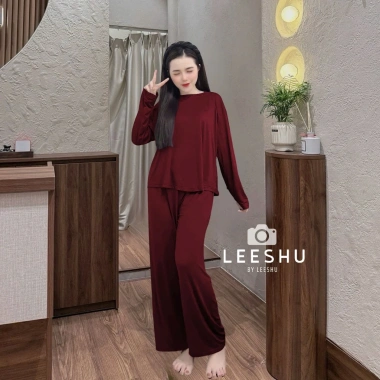 Bộ thun lạnh tay dài Bigsize Leeshu – áo ủ kem, quần suông rộng, cotton mềm mại 149.000₫ 3