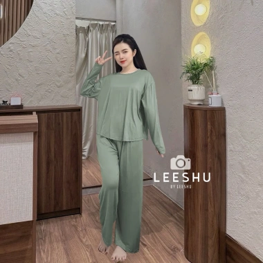 Bộ thun lạnh tay dài Bigsize Leeshu – áo ủ kem, quần suông rộng, cotton mềm mại 149.000₫ 8