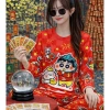 Bộ Thun Tăm Tay Dài Freesize 40-65Kg Mẫu Tết Hottrend - Quần Ống Rộng Giá ưu đãi 169k 5