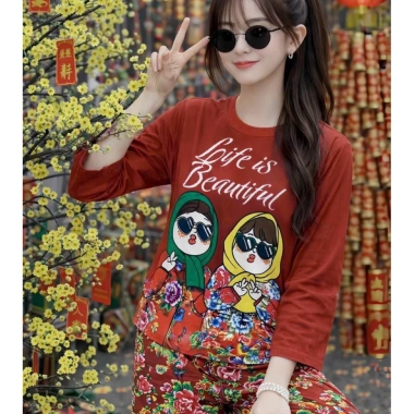 Bộ Thun Tăm Tay Dài Freesize 40-65Kg Mẫu Tết Hottrend - Quần Ống Rộng Giá ưu đãi 169k 7 Bộ Thun Tăm Tay Dài Freesize 40-65Kg Mẫu Tết Hottrend - Quần Ống Rộng Giá ưu đãi 169k 7