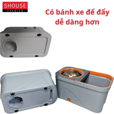 Bộ thùng cây lau nhà Shouse 360 độ chổi tự vắt 2 ngăn tách nước bẩn - Sạch nhanh