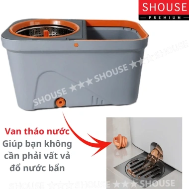 Bộ thùng cây lau nhà Shouse cán dài 360 độ, cao cấp, tách nước, giá 315k 7