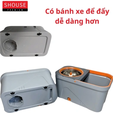 Bộ thùng cây lau nhà Shouse cán dài 360 độ, cao cấp, tách nước, giá 315k 8