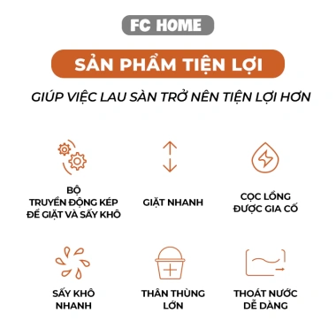 Bộ Thùng Lau Nhà BUNA Thép Không Gỉ 43x25x24cm và Bông Lau Tiện Lợi - Giá Ưu Đãi