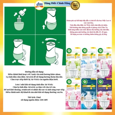 Bộ Tinh Dầu Cắm Điện Air Wick Châu Âu 220V - Hương Thơm Lâu, Giá Ưu Đãi 185.000 3
