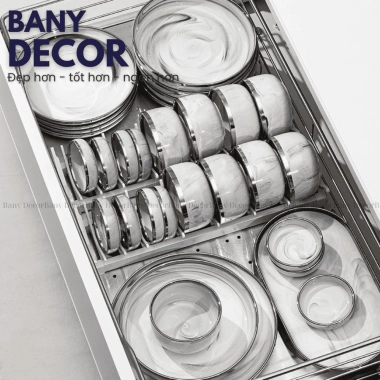 Bộ Tô Chén Dĩa Vân Đá Cẩm Thạch Trắng Viền Bạch Kim Sang Trọng - Giá Ưu Đãi 426.000₫ - Bany Decor Bảo Hành Vận