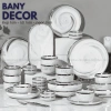 Bộ Tô Chén Dĩa Vân Đá Cẩm Thạch Trắng Viền Bạch Kim Sang Trọng - Giá Ưu Đãi 426.000₫ - Bany Decor Bảo Hành Vận 3